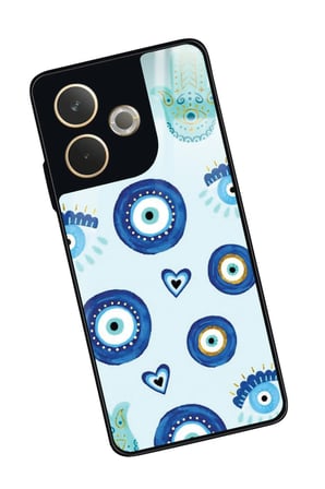 Oppo A5 Pro Uyumlu Nazar Boncuğu Tasarımlı Parlak Silikon Kılıf