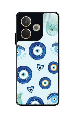 Oppo A5 Pro Uyumlu Nazar Boncuğu Tasarımlı Parlak Silikon Kılıf