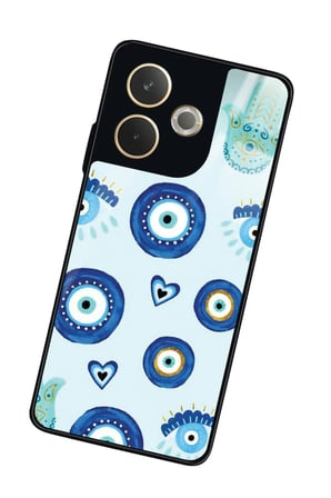 Oppo A5 Pro Uyumlu Nazar Boncuğu Tasarımlı Parlak Silikon Kılıf