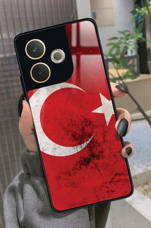 Oppo A5 Pro Uyumlu Türk Bayrağı Tasarımlı Parlak Silikon Kılıf