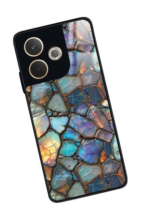 Oppo A5 Pro Uyumlu Renkli Taş Tasarımlı Parlak Silikon Kılıf