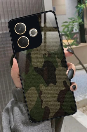 Oppo A5 Pro Uyumlu Kamuflaj Tasarımlı Parlak Silikon Kılıf