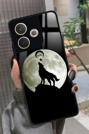 Oppo A5 Pro Uyumlu Bozkurt Tasarımlı Parlak Silikon Kılıf
