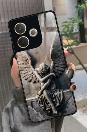 Oppo A5 Pro Uyumlu Melek Tasarımlı Parlak Silikon Kılıf