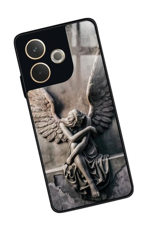 Oppo A5 Pro Uyumlu Melek Tasarımlı Parlak Silikon Kılıf