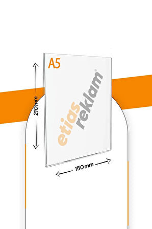 A5 U Tipi Dikey Masa Üstü 10'lu Paket / 2.8 Mm Şeffaf Pleksi Föylük / Broşürlük