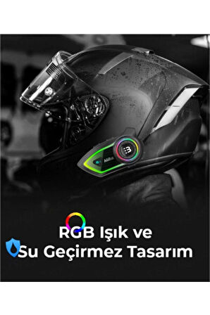 Vothoon A60 2X Motosiklet Kask Kulaklığı Bluetooth Intercom RGB Işıklı 2 Intercom Bağlantılı 300M Mesafe