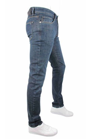 Erkek Koyu Mavi Likralı Rahat Kalıp Kot Pantolon 1249