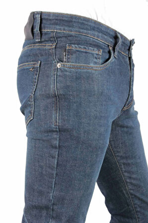 Erkek Koyu Mavi Likralı Rahat Kalıp Kot Pantolon 1249