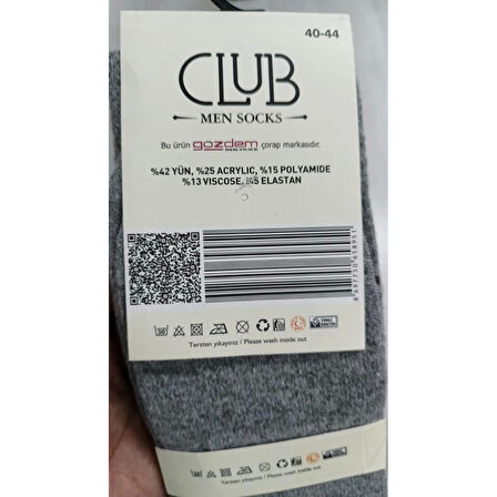 Club Lamswool Yün Erkek  Kışlık Çorap 3 Adet