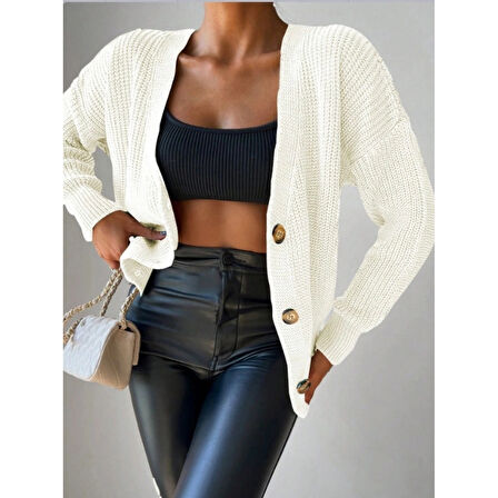 MARSiLYAN- Düğme Detay Triko Bluz