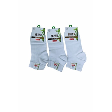 Kuzen Dikişsiz Yarım Konç  Beyaz Bambu Erkek Çorap 6 Adet