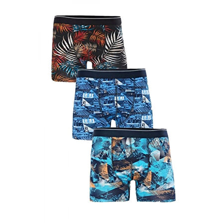 Işıl Erkek  Likralı Boxer Desenli 3 Adet M