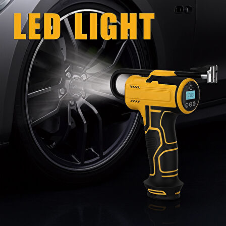 Kablosuz Dijital Kompresör 150 PSI 3600mAh LED Işıklı Type-C Şarjlı Hava Pompası