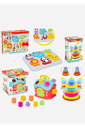 sallanan Halkalar+Sevimli Hayvanlar Bultak+Bebek Bultak Ev+dede,3 lü zeka Geliştirici Set