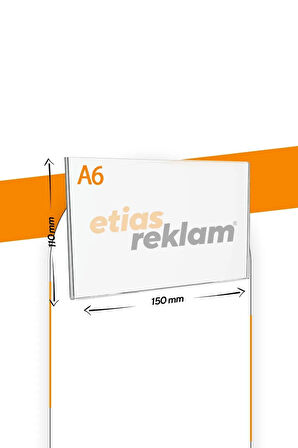 A6 U Tipi Yatay Masa Üstü 10'lu Paket / Şeffaf Pleksi Föylük / Broşürlük