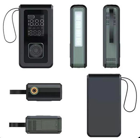 4’ü 1 Arada Akü Takviye Cihazı, Hava Kompresörü, Powerbank ve LED Işıklı Pompa