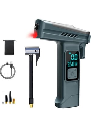 A7733 Şarjlı Lastik Şişirme Pompası Led Işıklı 4000MAH Powerbank Cam Kırıcı Emniyet Kemeri Kesme