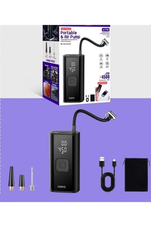 A7744 Şarjlı Lastik Şişirme Pompası Led Işıklı 4500MAH Powerbank Özellikli Hava Kompresörü