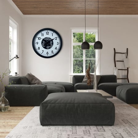 Siyah Standart 60 Cm Çarklı Duvar Saati iegxx