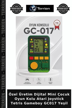 Özel Üretim Dijital Mini Çocuk Oyun Kolu Atari Joystick Tetris Gameboy GC017 Yeşil