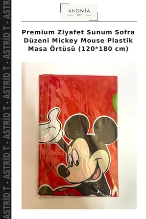 Premium Ziyafet Sunum Sofra Düzeni Mickey Mouse Plastik Masa Örtüsü (120*180 cm)