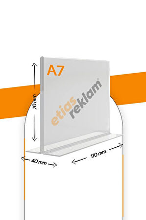 A7 T Tipi Yatay Masa Üstü 10'lu Paket / 2.8 Mm Şeffaf Pleksi Föylük / Broşürlük
