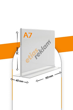 A7 T Tipi Yatay Masa Üstü 50'li Paket / 2.8 Mm Şeffaf Pleksi Föylük / Broşürlük