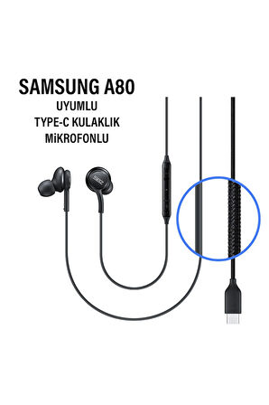 A80 Type C Kulaklık Samsung Galaxy A80 Uyumlu Kulaklık Mikrofonlu