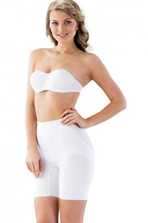 Kadın Beyaz Toparlayıcı Lazer Kesim Boxer Korse 2816