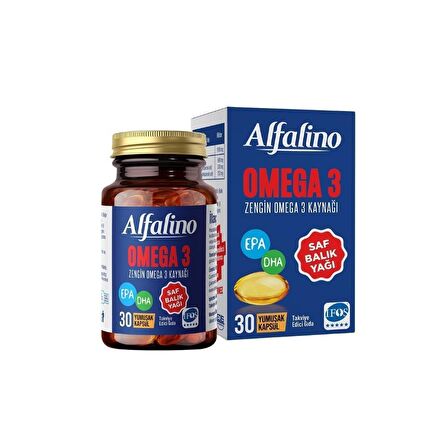 Alfalino Omega3 Balık Yağı İçeren Takviye Edici Gıda 30 Yumuşak Kapsül