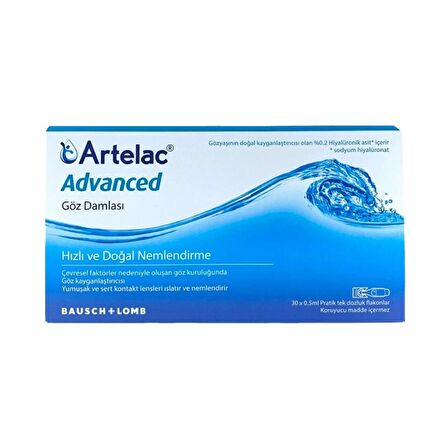 Artelac Advanced Tek Dozluk Göz Damlası 30 X 0,5 ml