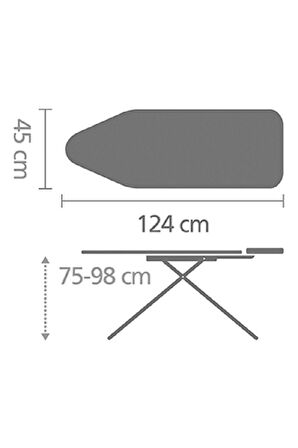 Yonca Desenli Kaymaz Standlı Ütü Masası 124x45 Cm.