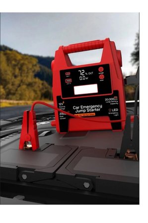 20000mAh 12V Şarjlı Akü Takviye Cihazı 2000A Tepe Akım LCD Ekranlı Led Işıklı Jump Starter Powerbank