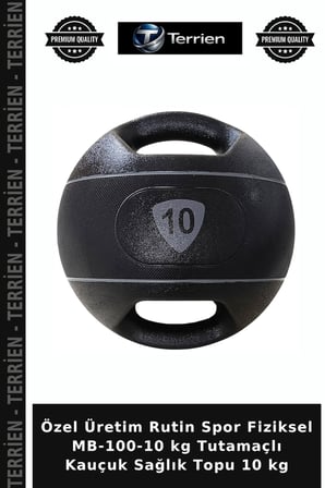 Özel Üretim Rutin Spor Fiziksel MB-100-10 kg Tutamaçlı Kauçuk Sağlık Topu 10 kg