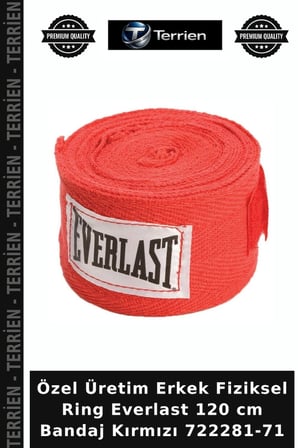 Özel Üretim Erkek Fiziksel Ring Everlast 120 cm Bandaj Kırmızı 722281-71