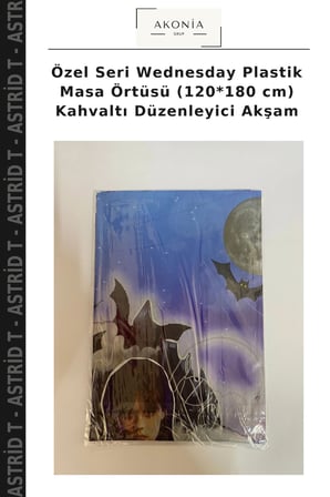 Özel Seri Wednesday Plastik Masa Örtüsü (120*180 cm) Kahvaltı Düzenleyici Akşam