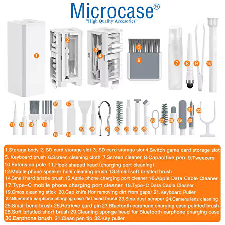 Microcase 32in1 Çok Fonksiyonlu Elektronik Eşya Temizleme ve Fırça Seti - AL5253