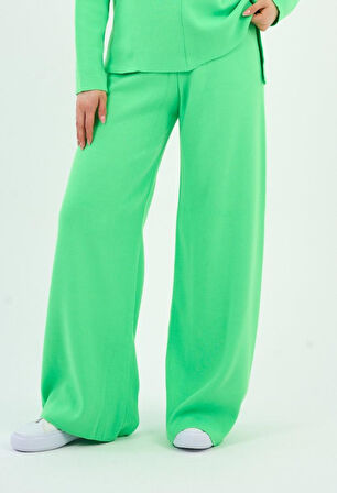 Beli Lastikli Geniş Paça Triko Pantolon (A90944-S-ALT)