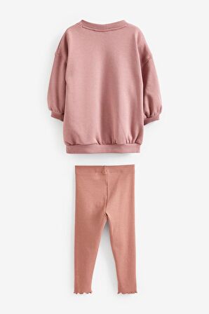 Pamuklu Pembe Hırka Tayt Body Zıbın 3’lü Set alt Üst Takım