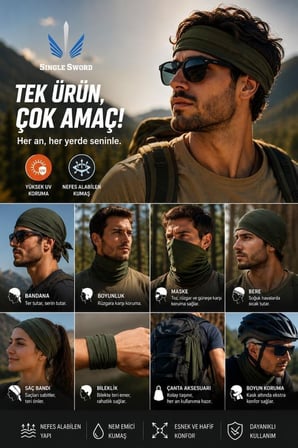 Güneş Koruyucu Bileklik Rüzgarlık Single Sword Üçgen Taktik Bandana Kadın&Erkek Buff Boyunluk