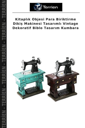 Kitaplık Objesi Para Biriktirme Dikiş Makinesi Tasarımlı Vintage Dekoratif Biblo Tasarım Kumbara