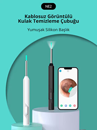BLOOMPİCKS WiFi Kameralı Şarjlı Akıllı Kulak Temizleyici Görüntülü Kulak Temizleme Cihazı Silikon Başlıklı