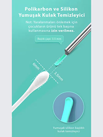BLOOMPİCKS WiFi Kameralı Şarjlı Akıllı Kulak Temizleyici Görüntülü Kulak Temizleme Cihazı Silikon Başlıklı