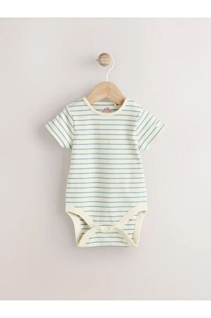 %100 Pamuklu Mavi Deniz Temalı Salopet Body Zıbın Set