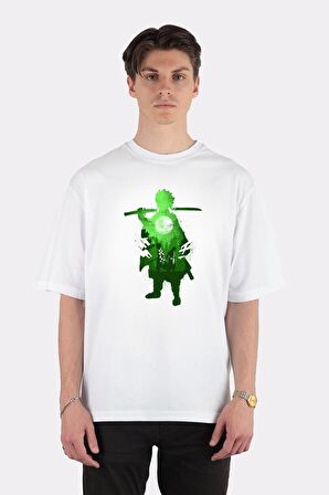 Unisex Beyaz Oversize T-shirt Demon Slayer - Kimetsu No Yaiba - Tanjiro