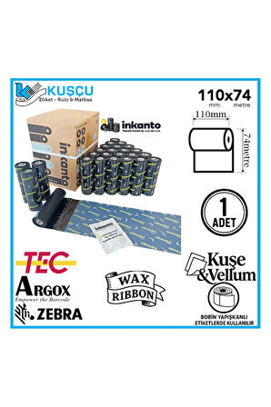 1 ADET Armor 110mmx74mt Wax Ribon Kuşe&Vellum