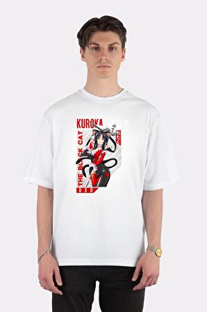 Unisex Beyaz Oversize T-shirt High School Dxd Kuroka Toujou Sexy Anime Waifu