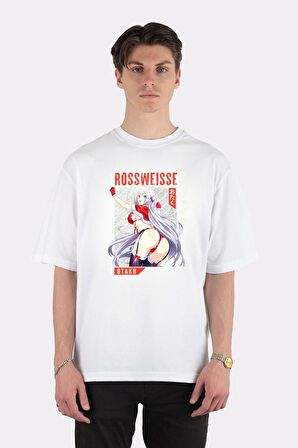 Unisex Beyaz Oversize T-shirt High School Dxd, Rossweisse, Sexy Waifu Anime Girl