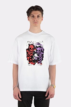 Unisex Beyaz Oversize T-shirt Itachi And Sasuke